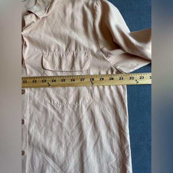 Chaus Button Up Blouse Women’s SZ 12 Collared Long Sleeve Silk Light Pink Career - Picture 6 of 7